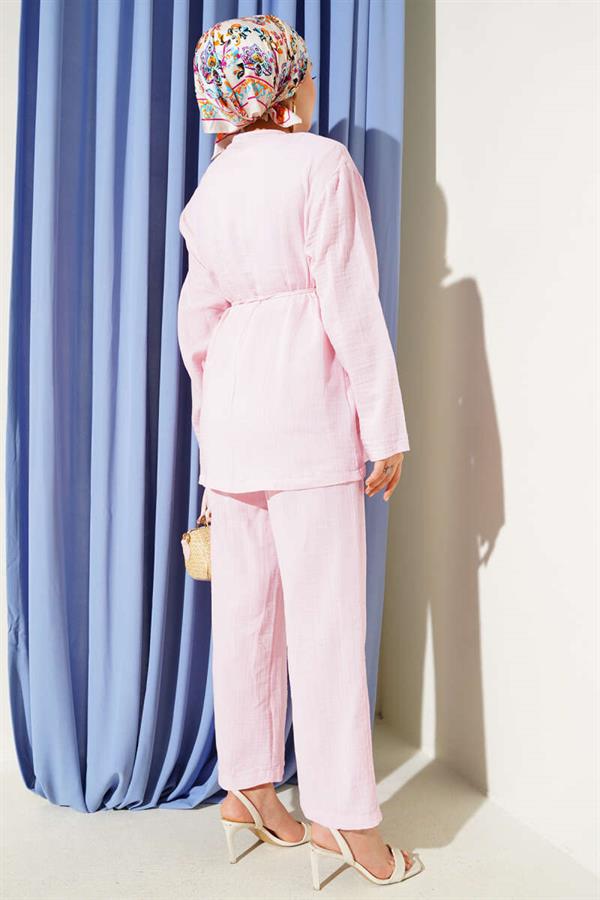 Brit Button Covered 2 Piece Set Pink