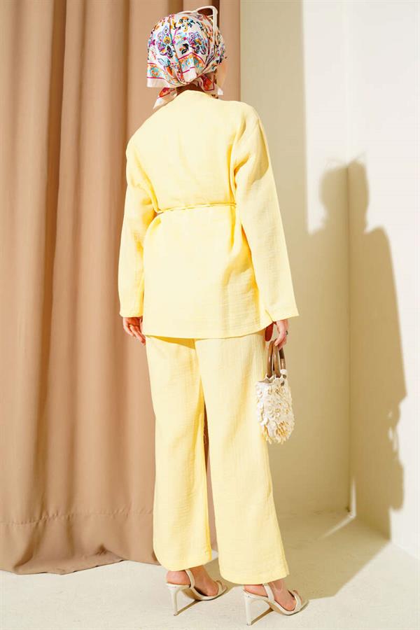 Brit Button Covered 2 Piece Set Yellow
