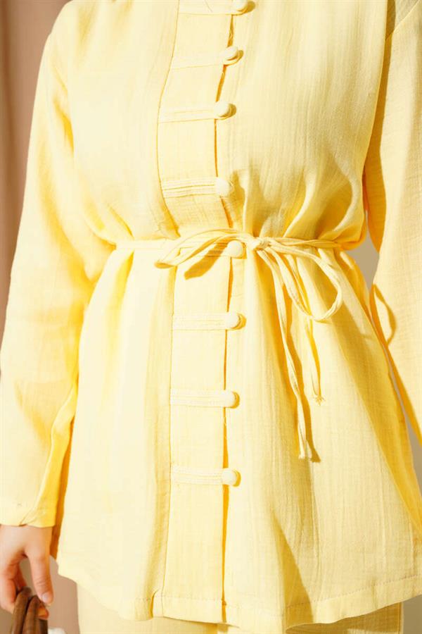 Brit Button Covered 2 Piece Set Yellow