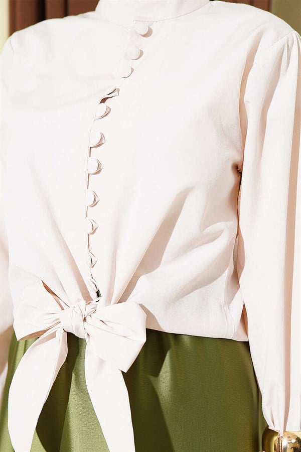 British Button-Down Short Shirt, Beige