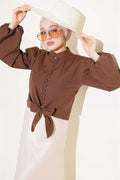 British Button-Down Short Shirt, Brown