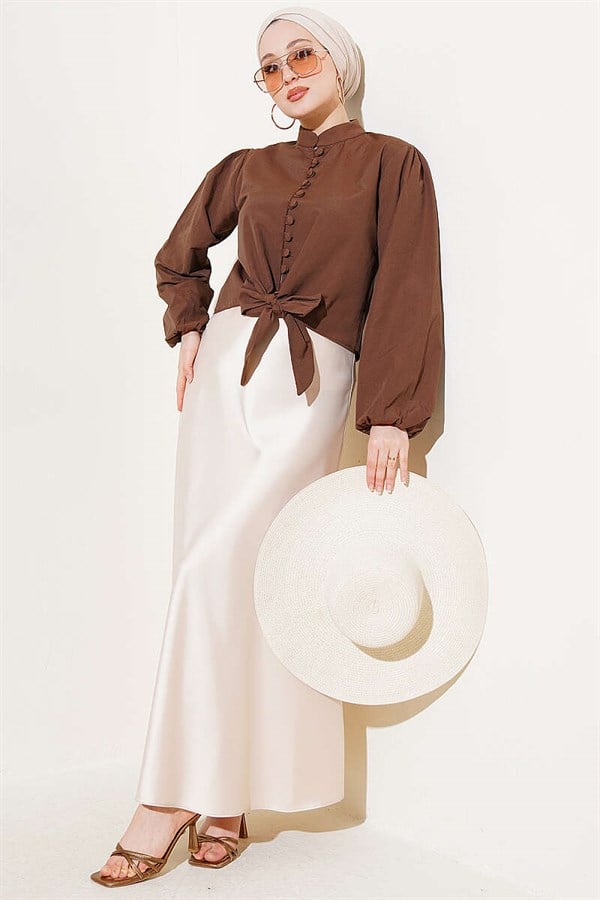 British Button-Down Short Shirt, Brown