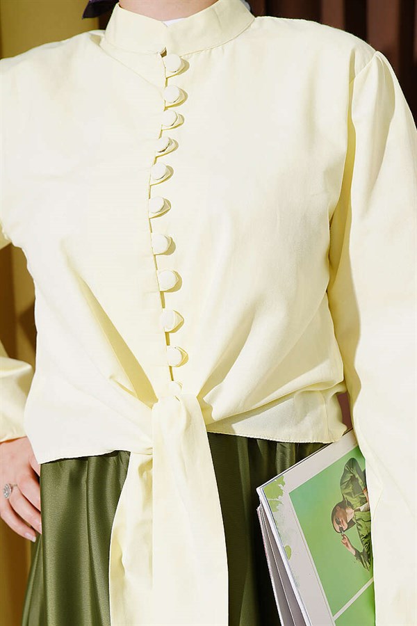 British Button-Down Short Shirt Yellow