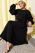 British Buttoned Blouse and Skirt Modal 2 Piece Set, Black