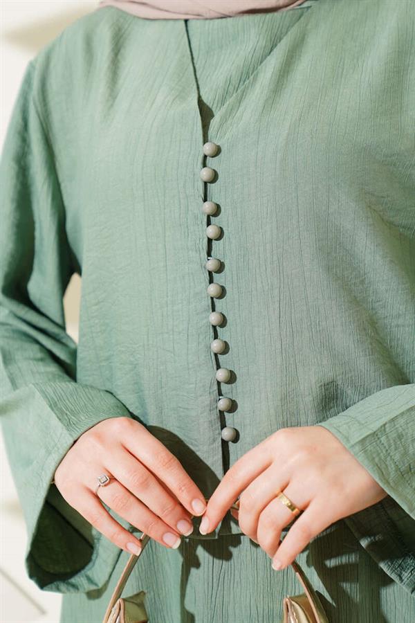 Brit Buttoned Blouse Vest 2 Piece Set 2 Piece Set Almond Green