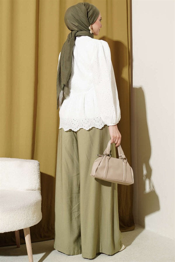 British Buttoned Embroidered Shirt White