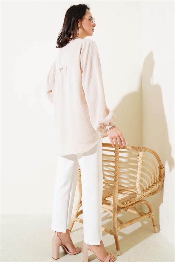 Brit Button Down Shirt Beige