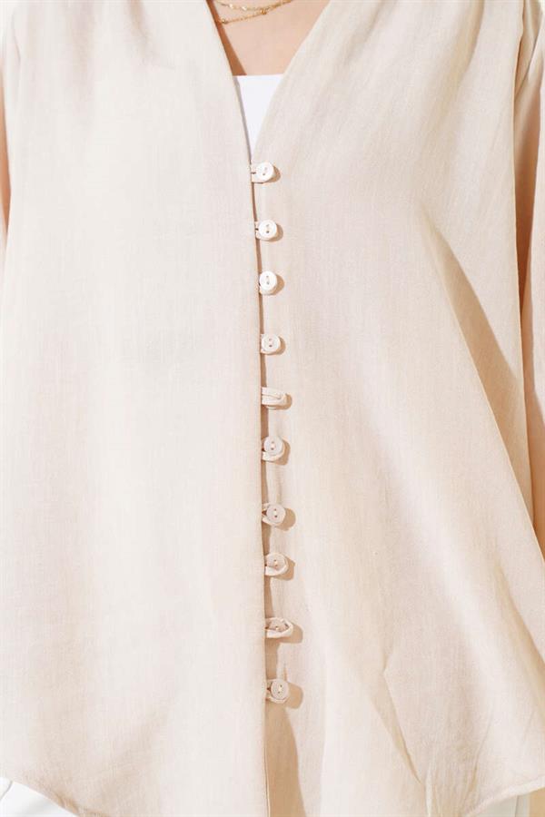 Brit Button Down Shirt Beige