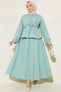 British Buttoned Skirt 2 Piece Set , Mint