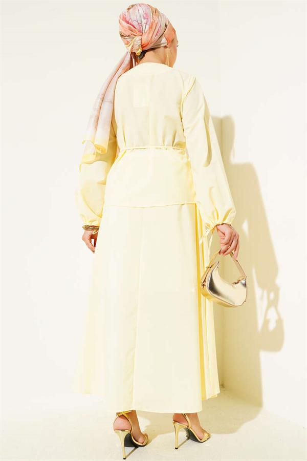 Brit Buttoned Double Skirt Set Yellow