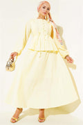 Brit Buttoned Double Skirt Set Yellow
