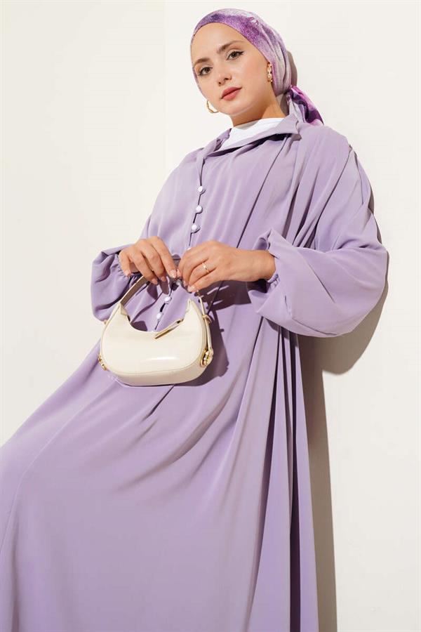 Brit Buttoned Rope Tie Dress Lilac