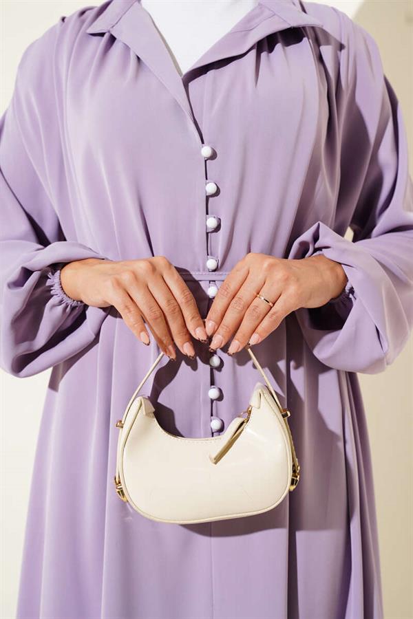 Brit Buttoned Rope Tie Dress Lilac