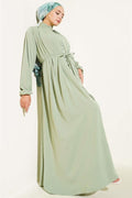 Brit Buttoned Rope Tie Dress Mint