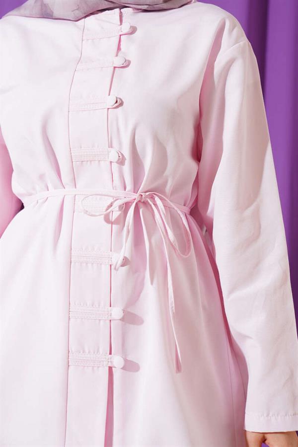 Brit Button-Up Belted Terikoton Shirt Pink
