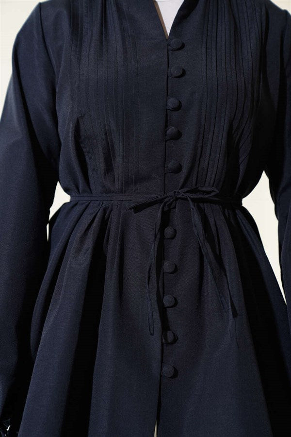 British Buttoned Ribbed Tunic Navy Blue