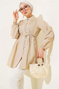 Brit Buttoned Ribbed Tunic Latte