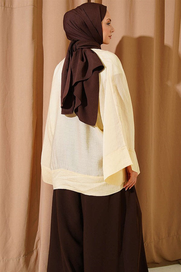 British Buttoned Oversize Kimono Yellow
