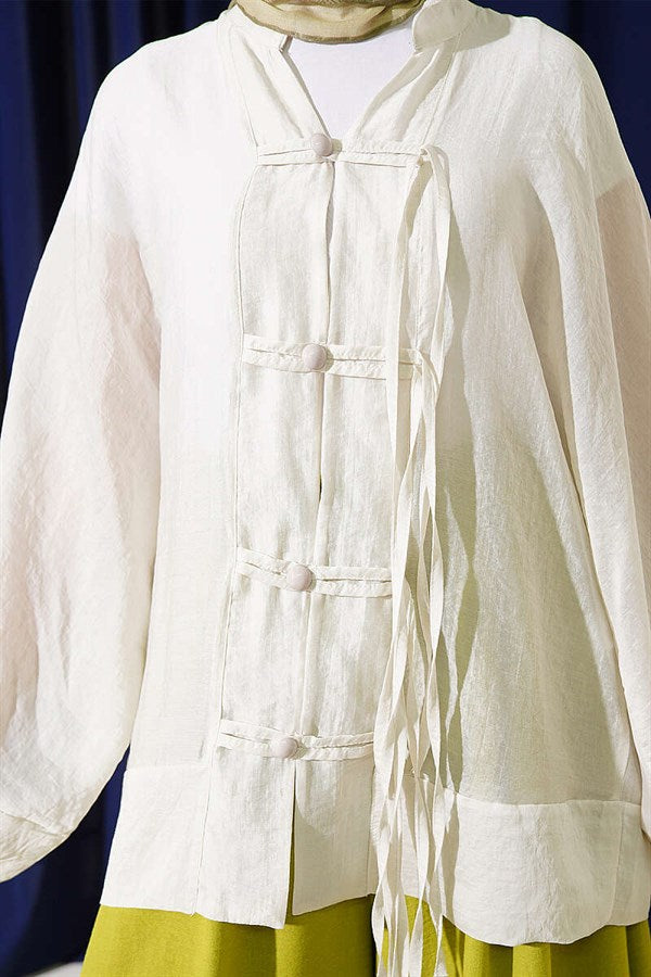 British Buttoned Oversize Kimono with Stones