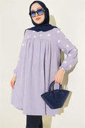 British Buttoned Gingham Tunic Lilac