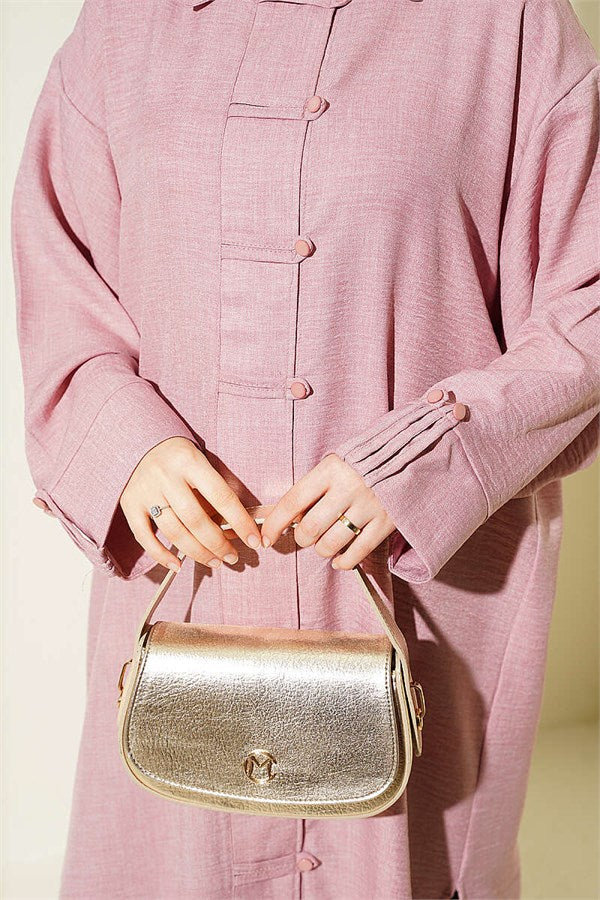 British Buttoned Long Tunic Powder Pink