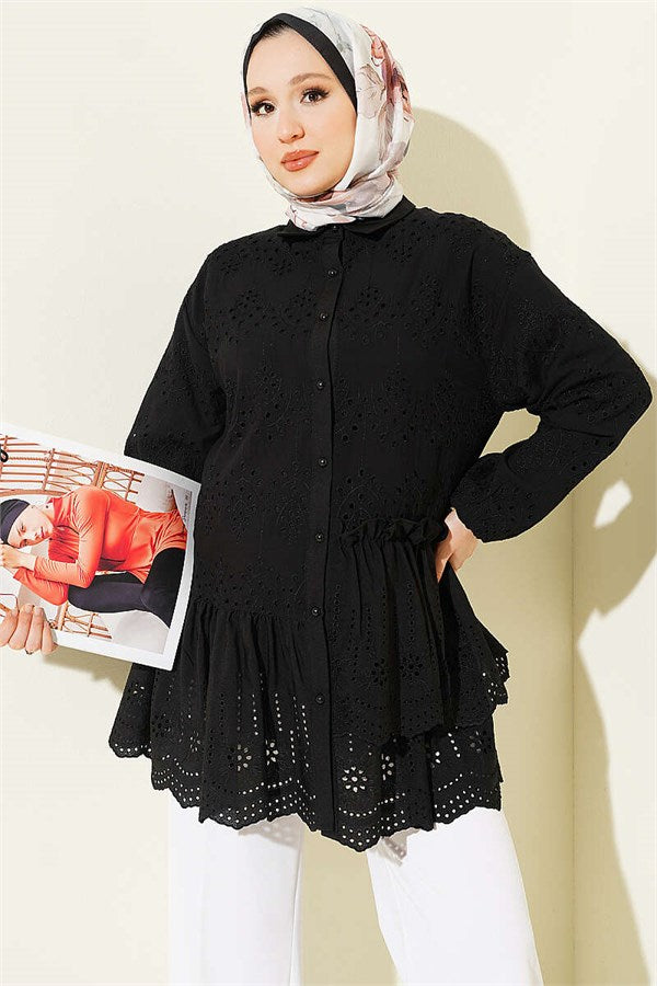 Embroidered Tunic Black