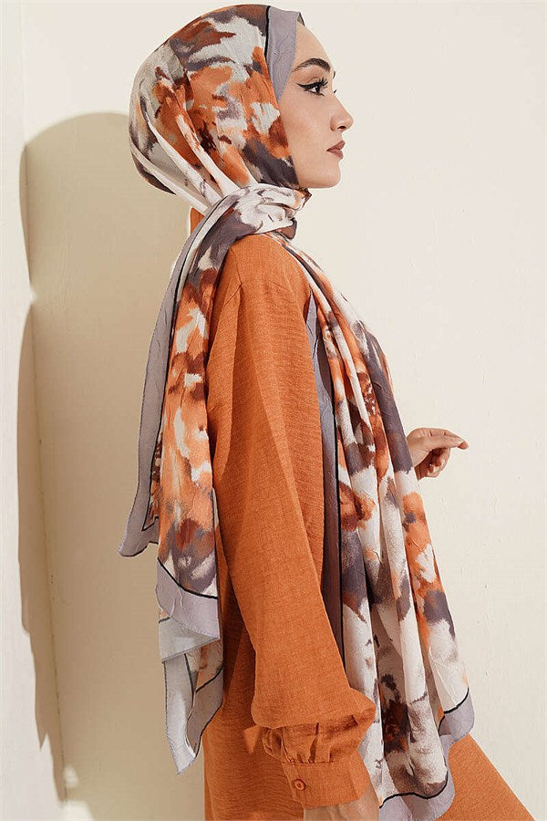 Cloud Patterned Bamboo Crash Scarf Grey