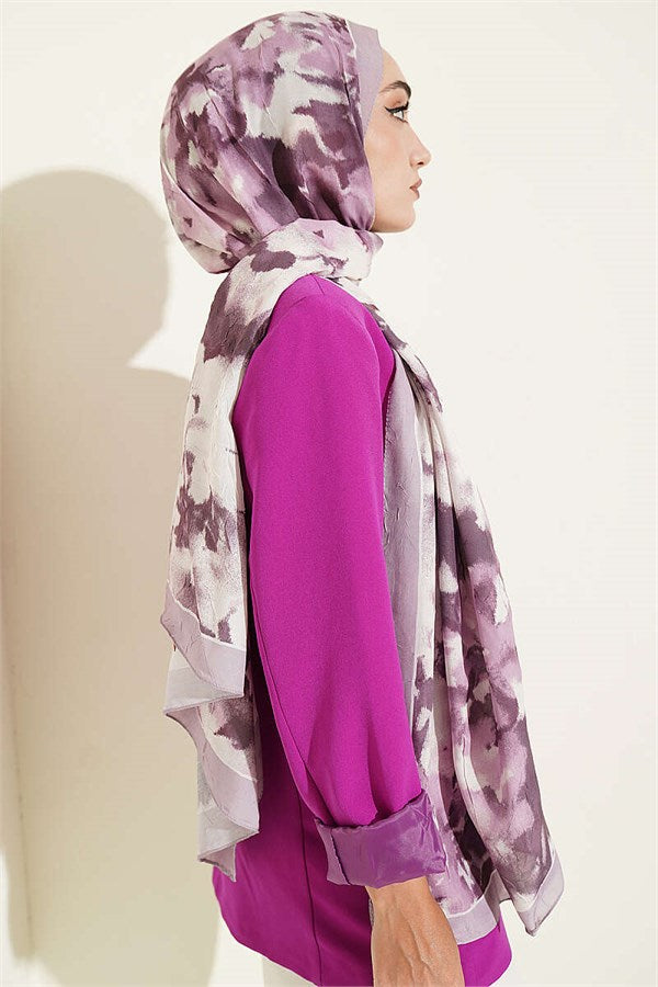 Cloud Patterned Bamboo Crash Shawl Lilac