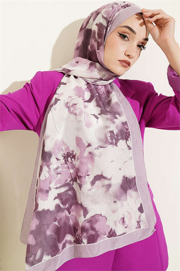 Cloud Patterned Bamboo Crash Shawl Lilac