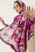 Cloud Patterned Bamboo Crash Shawl, Plum