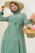 Crepe Layered Dress Almond Green