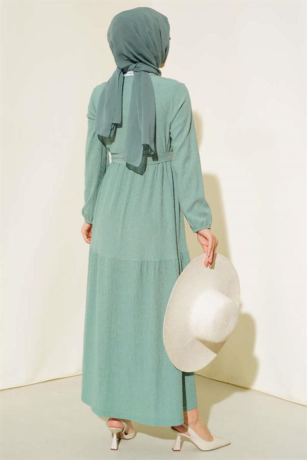 Crepe Layered Dress Almond Green