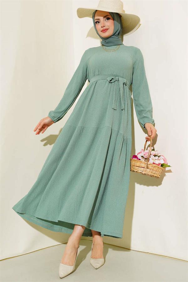 Crepe Layered Dress Almond Green