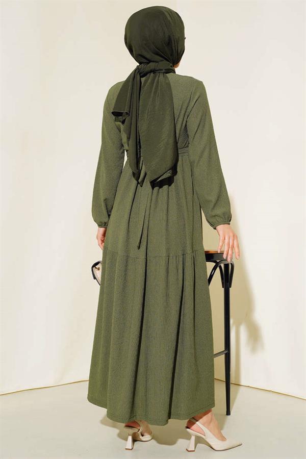 Crepe Layered Dress Khaki