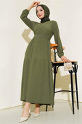 Crepe Layered Dress Khaki