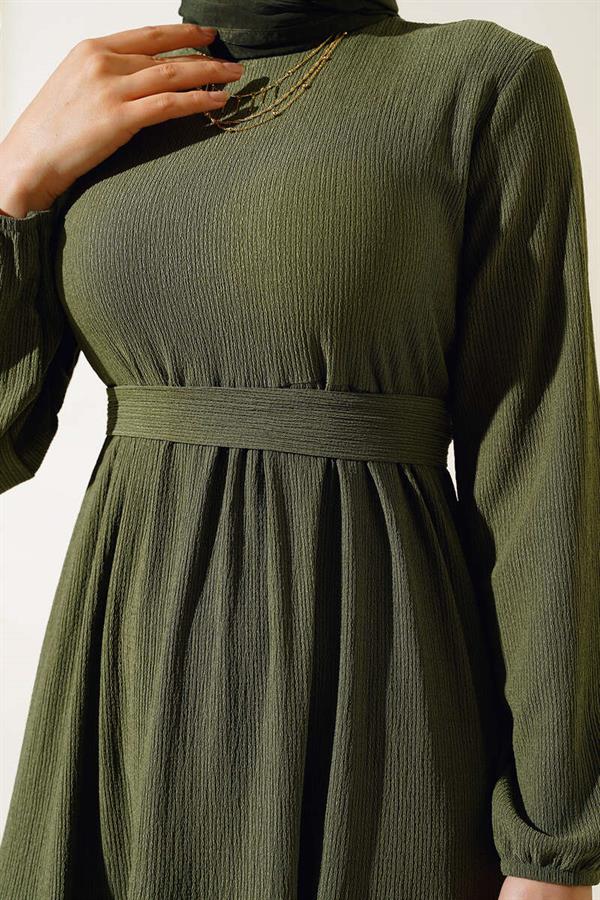 Crepe Layered Dress Khaki