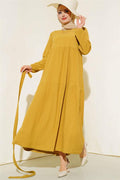 Crepe Layered Dress Mustard