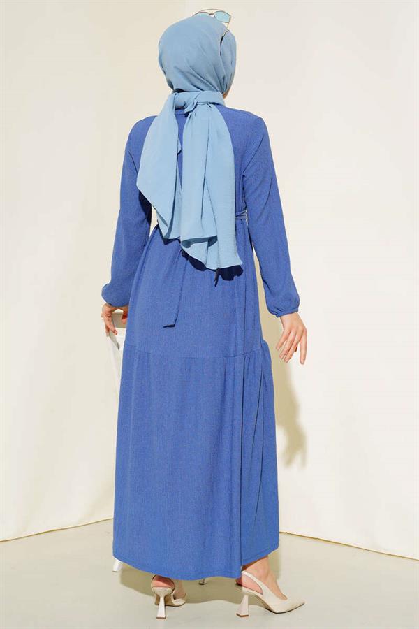 Crepe Layered Dress Indigo