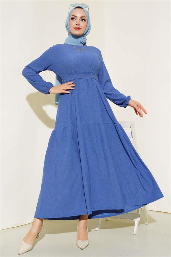 Crepe Layered Dress Indigo