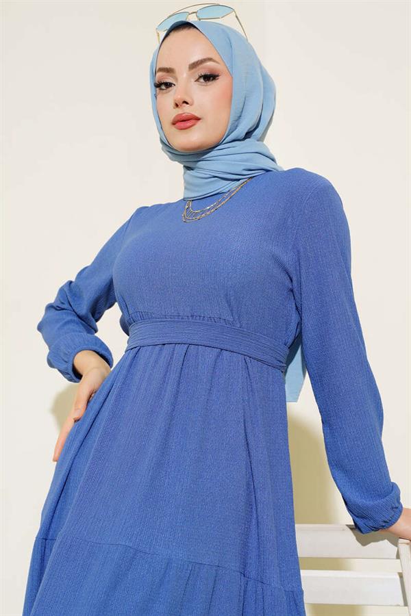 Crepe Layered Dress Indigo