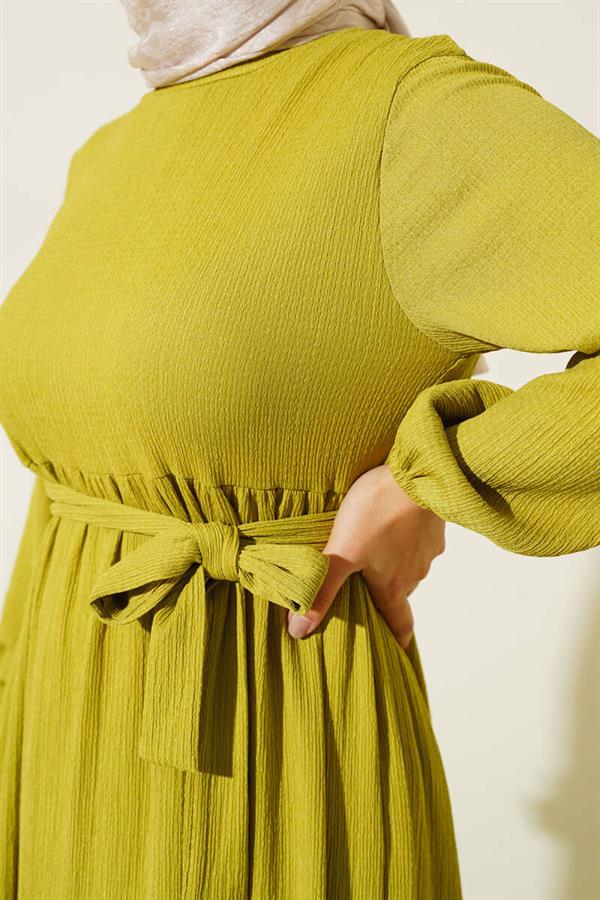 Crepe Layered Dress Oil Green