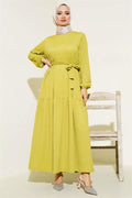 Crepe Layered Dress Oil Green