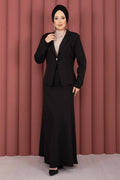 Business Blazer Jacket and Skirt 2 Piece Set, Black