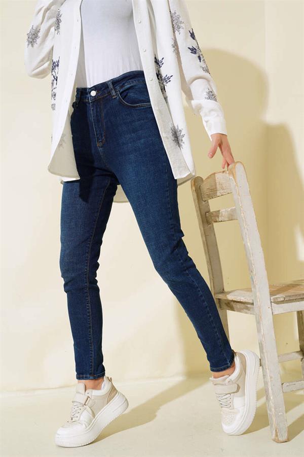 Plus Size High Waist Jeans Navy Blue
