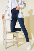 Plus Size High Waist Jeans Navy Blue