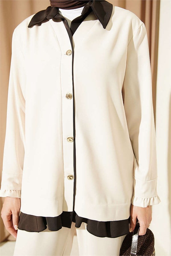 Gathered Detail 2 Piece Set in Beige