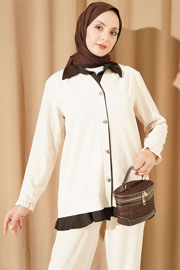 Gathered Detail 2 Piece Set in Beige