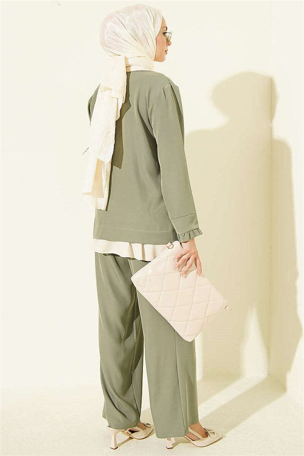 Gathered Detail 2 Piece Set in Light Green