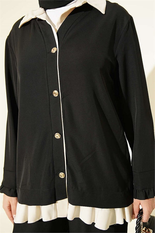 Gathered Detail 2 Piece Set, Black