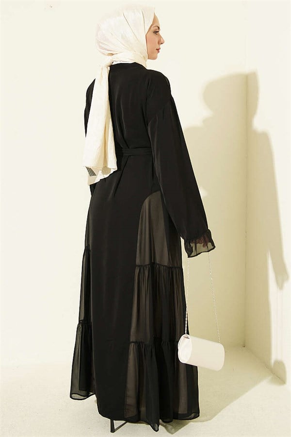 Gathered Detail Layered Abaya Set